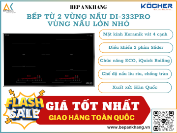 Bếp từ đôi Kocher DI-333Pro - Vùng nấu lớn nhỏ - Made in Korea 